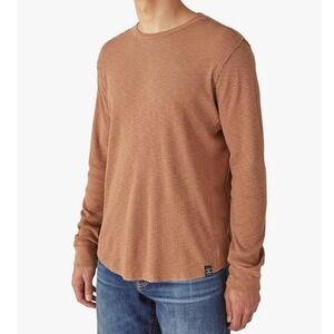 Lucky Brand Men Thermal Waffle Knit Long Sleeve Crew Neck Shirt XL‎ Caramel